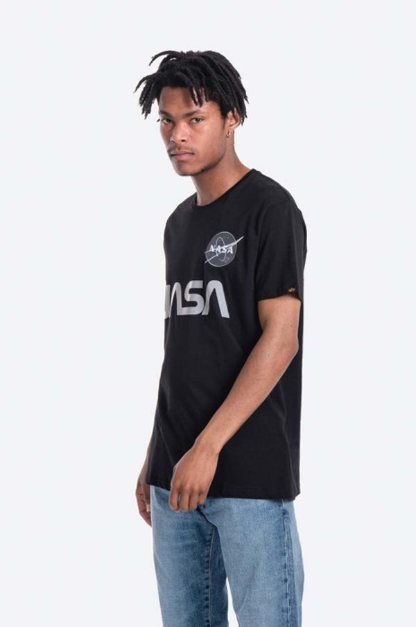 Alpha Industries Pamučna majica Alpha Industries x NASA boja: crna, s tiskom, 178501.03-black