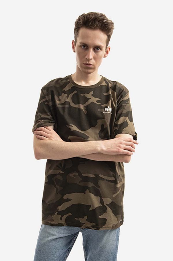 Alpha Industries Pamučna majica Alpha Industries za muškarce, boja: zelena, s uzorkom, 188505C.239-green