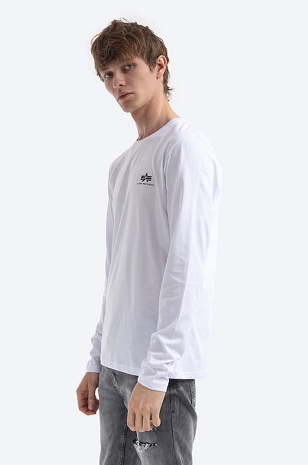 Alpha Industries Pamučna majica dugih rukava Alpha Industries Basic boja: bijela, s tiskom, 198517.09-white