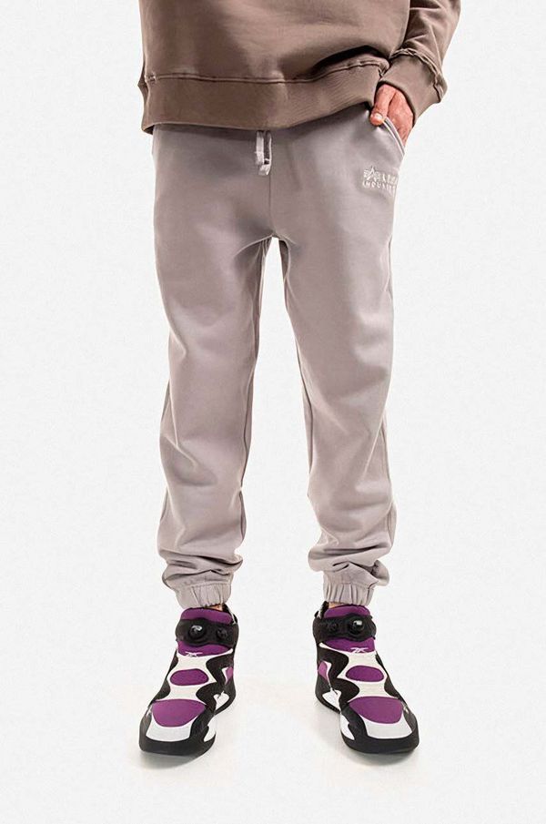 Alpha Industries Pamučni donji dio trenirke Alpha Industries boja: siva, glatki materijal, 106364.643-grey
