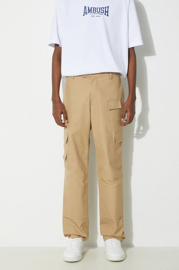 Ambush Pamučne hlače AMBUSH Slim Cargo Pants Tree boja: smeđa, ravni kroj, BMCF001S24FAB