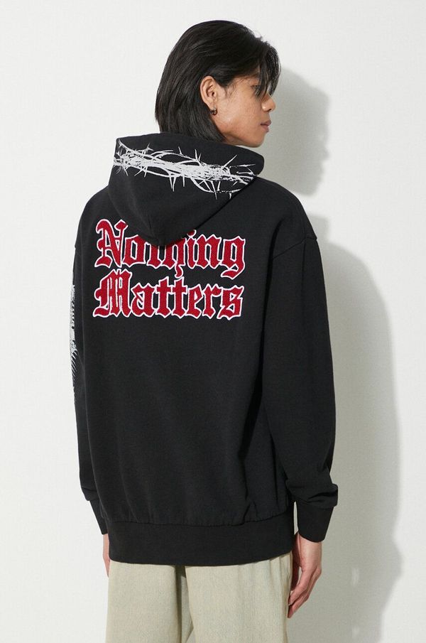 Aries Pamučna dukserica Aries Nothing Matters Embroidered za muškarce, boja: crna, s kapuljačom, s aplikacijom, SUAR20011X