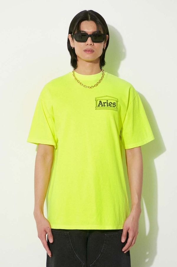 Aries Pamučna majica Aries Fluoro Temple SS Tee za muškarce, boja: žuta, s tiskom, SUAR60000X