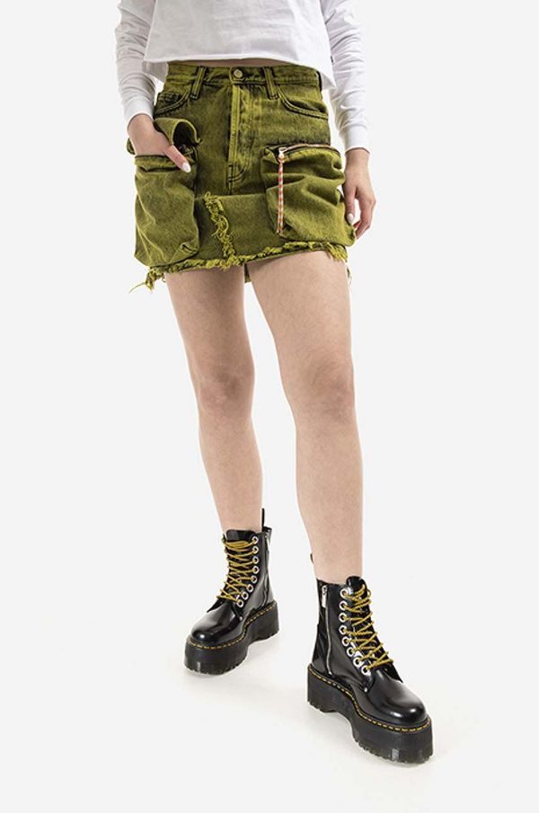 Aries Traper suknja Aries Acid Washed Cargo Skirt boja: zelena, mini, ravna, AR32304-LIME