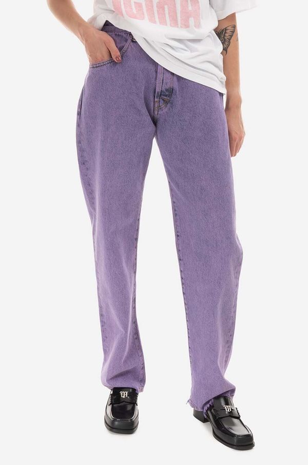 Aries Traperice Aries Acid Wash Batten Jean za žene, srednje visoki struk, AR31313 BLUE