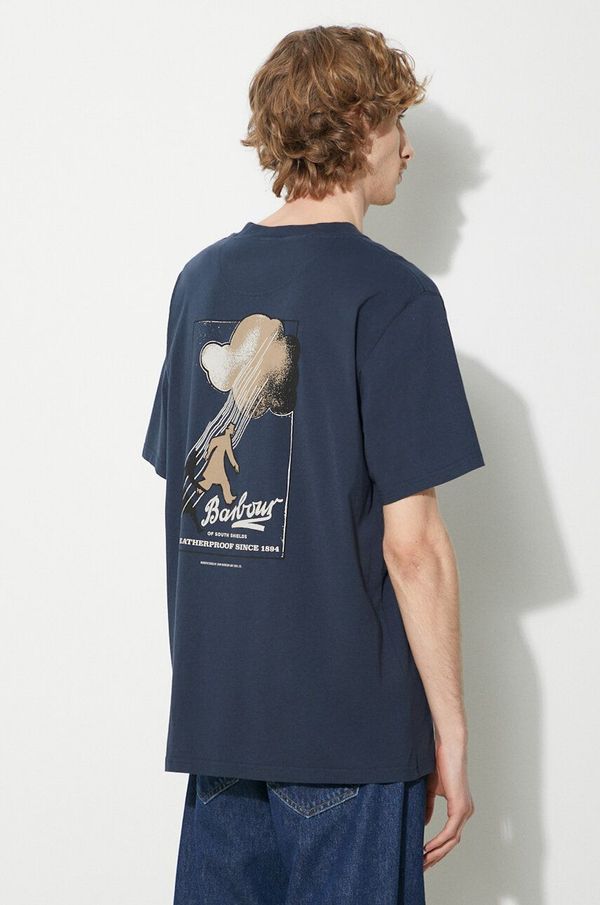 Barbour Pamučna majica Barbour Portland Tee za muškarce, boja: tamno plava, s tiskom, MTS1253