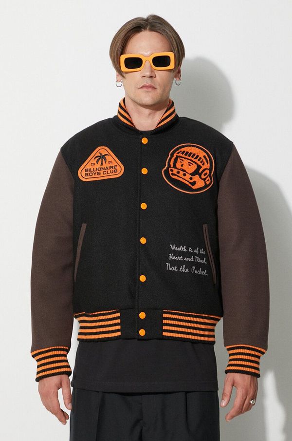 Billionaire Boys Club Bomber jakna Billionaire Boys Club TROPICAL VARSITY JACKET za muškarce, boja: crna, za prijelazno razdoblje, B23301