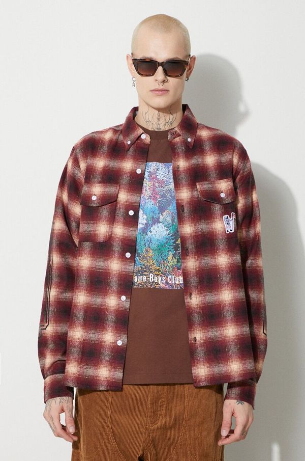 Billionaire Boys Club Košulja s primjesom vune Billionaire Boys Club Check Longsleeve boja: crvena, regular, s button-down ovratnikom, B23424