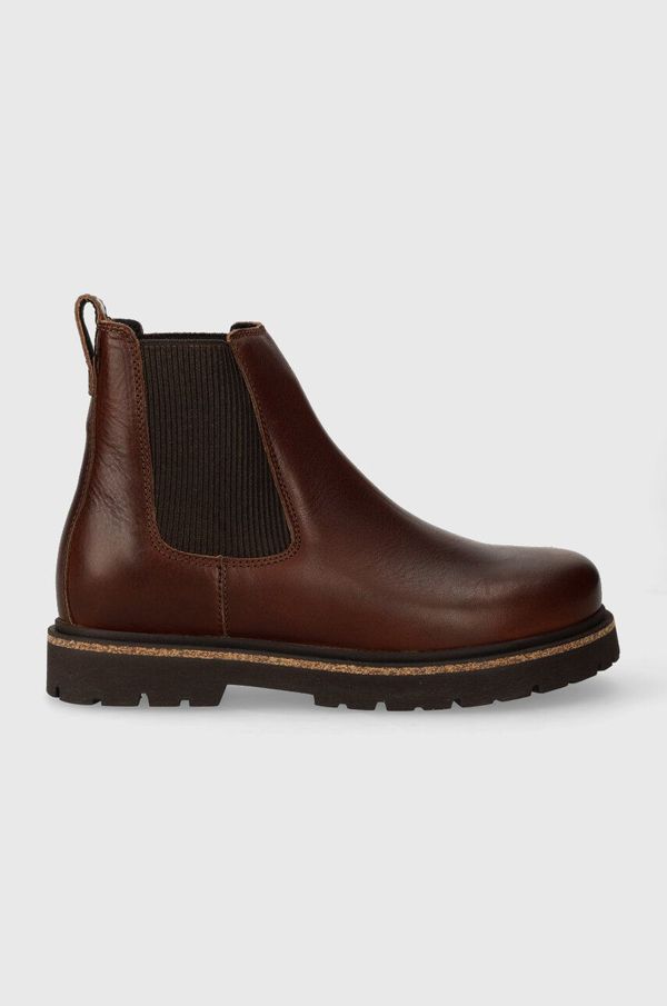 Birkenstock Kožne gležnjače Birkenstock za žene, boja: smeđa, ravni potplat