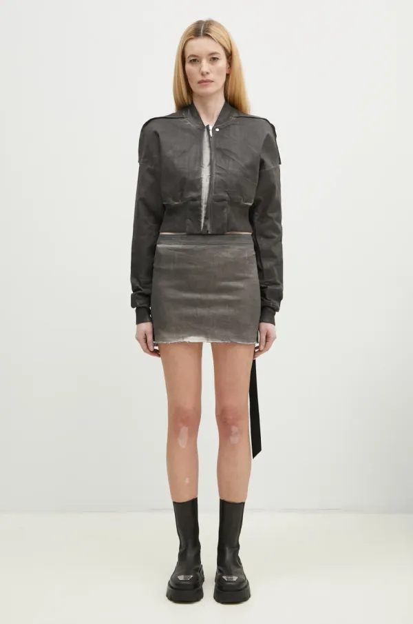 Rick Owens Bomber jakna Rick Owens Flight Jacket Cropped za žene, boja: siva, za prijelazno razdoblje, DS01E3719.SCF