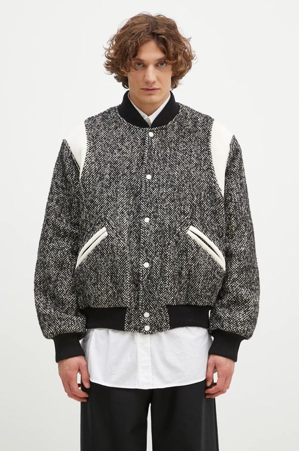 Kenzo Bomber jakna s primjesom vune Kenzo Wool Varsity Jacket boja: crna, za zimu, oversize, FE65BL1489OX.99