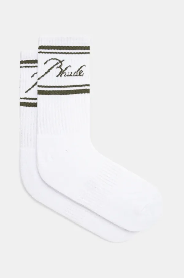 RHUDE Čarape RHUDE Striped Script Logo za muškarce, boja: bijela, RHPS25SO03117
