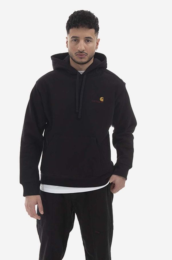 Carhartt WIP Dukserica Carhartt WIP Hooded American Script Sweatshirt za muškarce, boja: crna, s kapuljačom, glatka, I028279.-BLACK