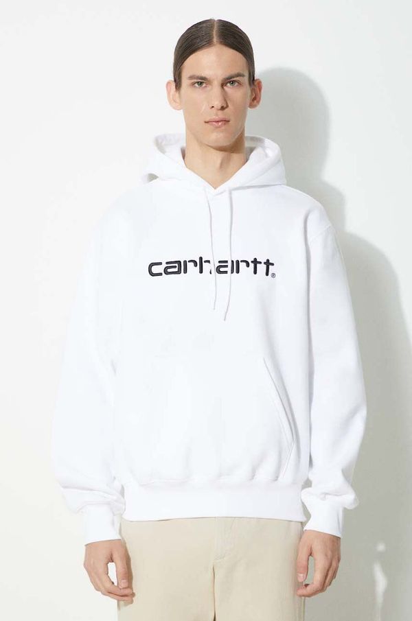 Carhartt WIP Dukserica Carhartt WIP Hooded Carhartt Sweat za muškarce, boja: bijela, s kapuljačom, s aplikacijom, I030547.00AXX