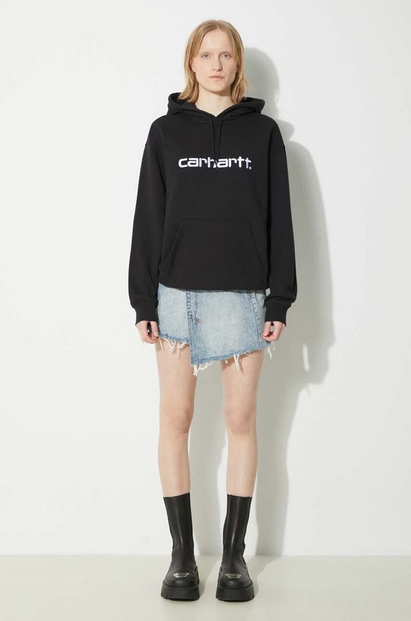 Carhartt WIP Dukserica Carhartt WIP Hooded Carhartt Sweatshirt za žene, boja: crna, s kapuljačom, s aplikacijom, I033648.0D2XX