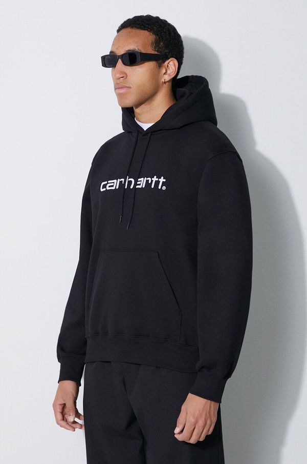 Carhartt WIP Dukserica Carhartt WIP za muškarce, boja: crna, s kapuljačom, s aplikacijom