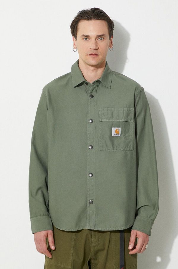Carhartt WIP Košulja-jakna Carhartt WIP Hayworth Shirt Jac boja: zelena, za prijelazno razdoblje, I033443.66702