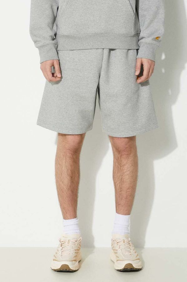 Carhartt WIP Kratke hlače Carhartt WIP Chase Sweat Short za muškarce, boja: siva, melanž, I033669.00MXX