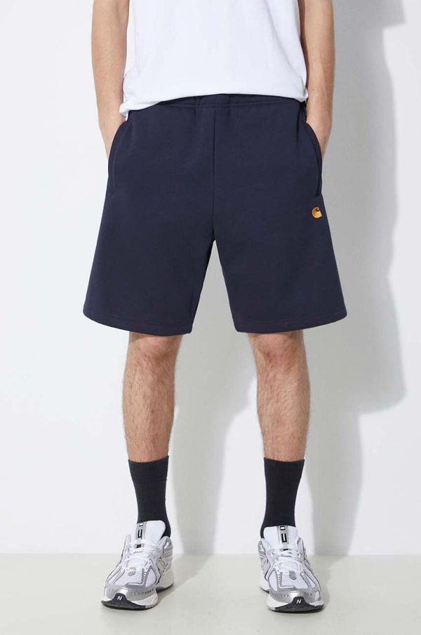 Carhartt WIP Kratke hlače Carhartt WIP Chase Sweat Short za muškarce, boja: tamno plava, I033669.00HXX
