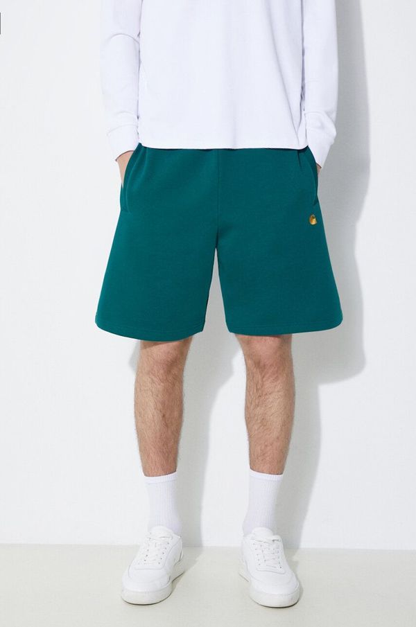 Carhartt WIP Kratke hlače Carhartt WIP Chase Sweat Short za muškarce, boja: zelena, I033669.1YWXX