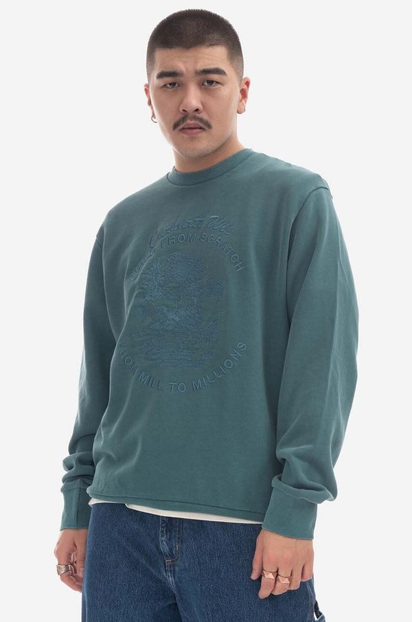 Carhartt WIP Pamučna dukserica Carhartt WIP Bayou Sweat za muškarce, boja: zelena, s aplikacijom, I031818-BOTANIC