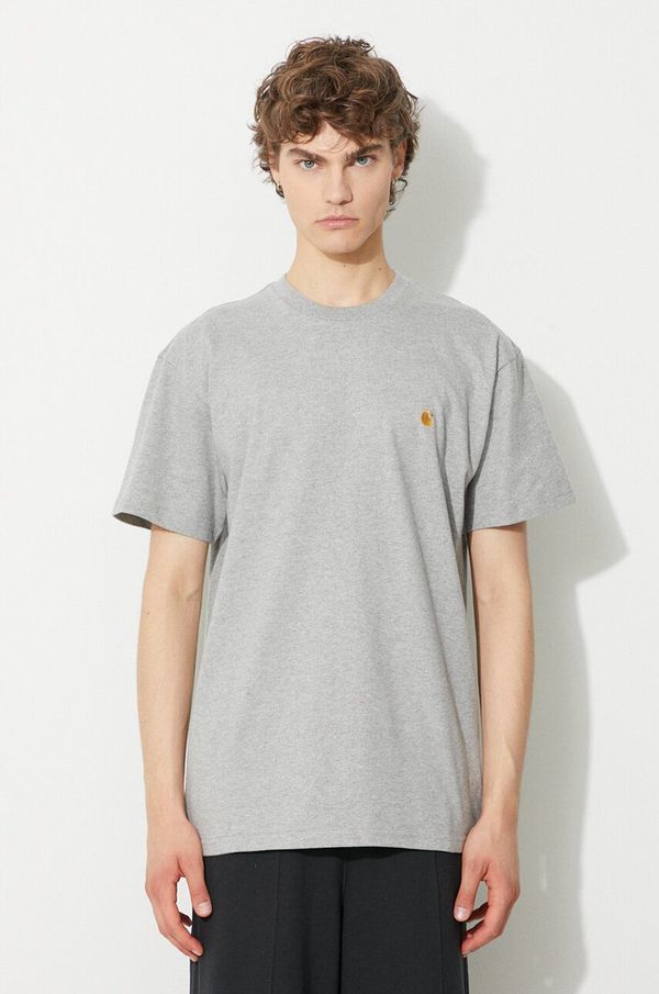 Carhartt WIP Pamučna majica Carhartt WIP boja: siva, glatki model, I026391.Grey.H-Grey.Heat