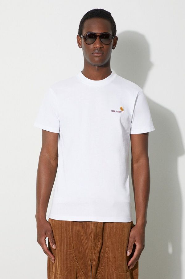 Carhartt WIP Pamučna majica Carhartt WIP S/S American Script T-Shirt za muškarce, boja: bijela, s aplikacijom, I029956.02XX