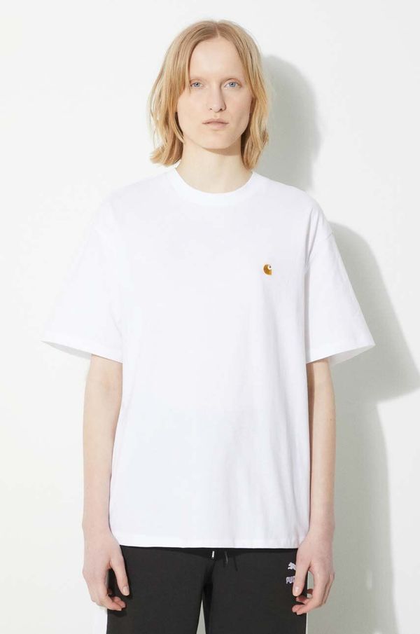 Carhartt WIP Pamučna majica Carhartt WIP S/S Chase T-Shirt za žene, boja: bijela, I033045.00RXX