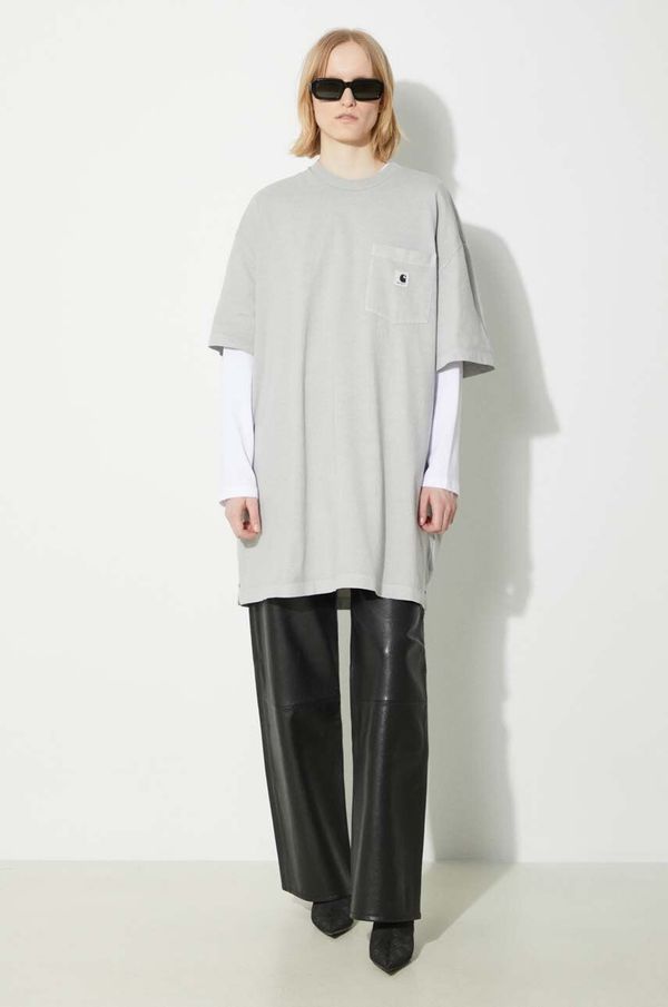 Carhartt WIP Pamučna majica Carhartt WIP S/S Nelson Grand T-Shirt za žene, boja: siva, I031616.1YEGD