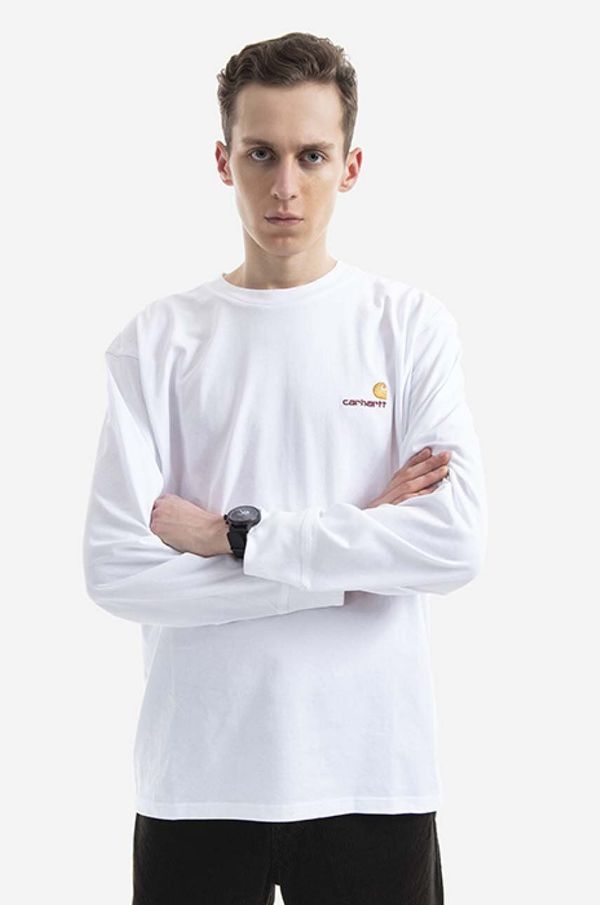 Carhartt WIP Pamučna majica dugih rukava Carhartt WIP boja: bijela, glatki model, I029955.WHITE-WHITE