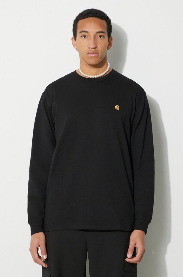 Carhartt WIP Pamučna majica dugih rukava Carhartt WIP boja: crna, bez uzorka