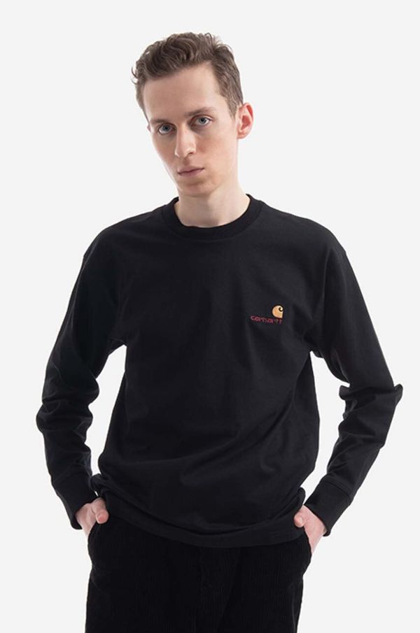 Carhartt WIP Pamučna majica dugih rukava Carhartt WIP boja: crna, glatki model, I029955.BLACK-BLACK