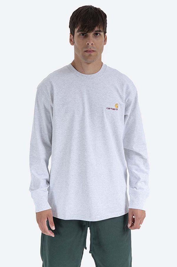 Carhartt WIP Pamučna majica dugih rukava Carhartt WIP boja: siva, glatki model, I029955.-ASH.HEATHE