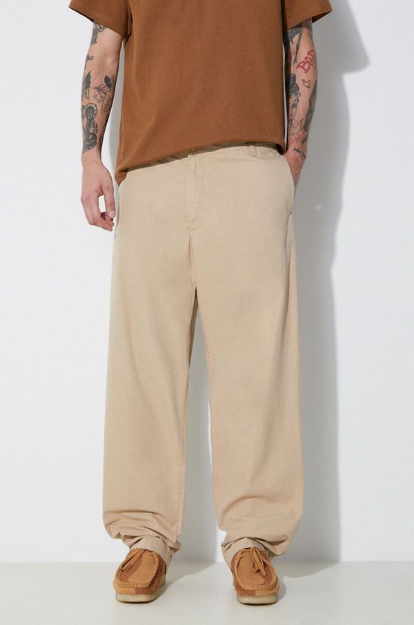 Carhartt WIP Pamučne hlače Carhartt WIP Calder Pant boja: bež, chinos kroj, I033128.G1GD