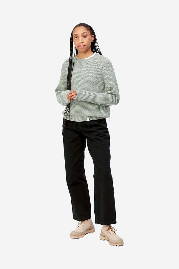 Carhartt WIP Pamučne hlače Carhartt WIP Cara boja: crna, široke, visoki struk, I029802-BLACK