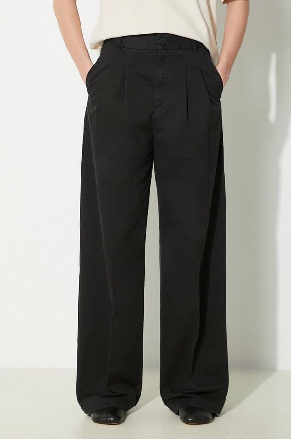 Carhartt WIP Pamučne hlače Carhartt WIP Leola Pant boja: crna, široke, visoki struk, I033147.8906
