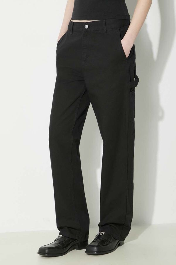 Carhartt WIP Pamučne hlače Carhartt WIP Pierce Pant Straight boja: crna, ravni kroj, visoki struk, I032966.8902