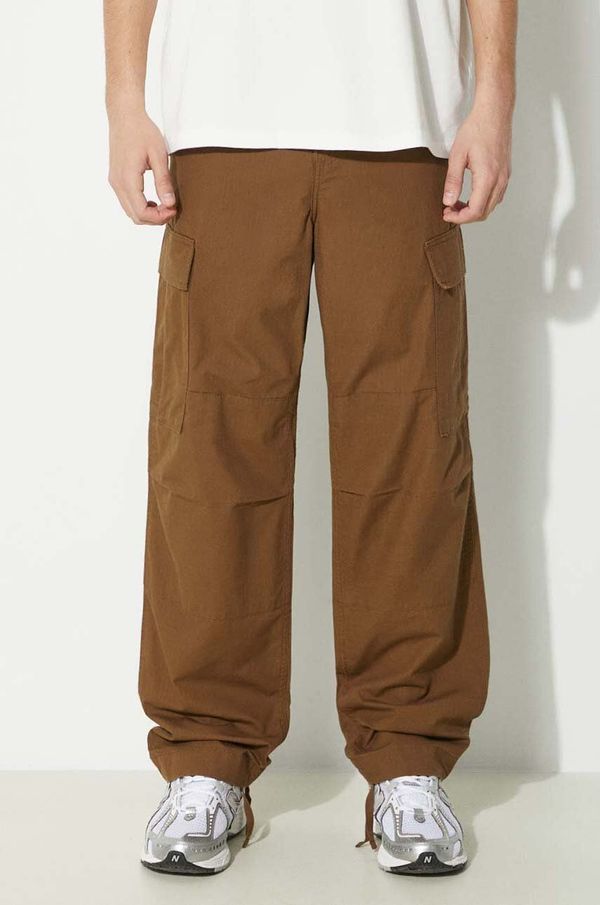 Carhartt WIP Pamučne hlače Carhartt WIP Regular Cargo Pant boja: smeđa, ravni kroj, I032467.1ZD02