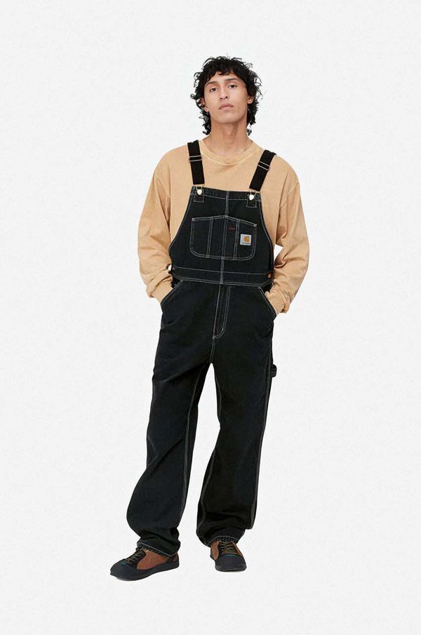 Carhartt WIP Pamučne tregerice Carhartt WIP Bib Overall boja: crna, I022946-BLACKSTONE