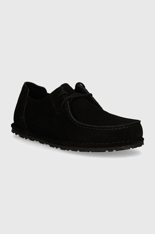 Birkenstock Cipele od nubuk kože Birkenstock Utti Lace boja: crna, ravni potplat, 1028740