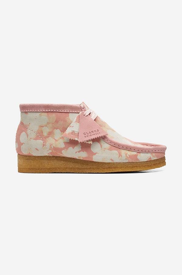 Clarks Originals Gležnječe od brušene kože Clarks Wallabee Boot za žene, boja: ružičasta, ravni potplat, 26166096