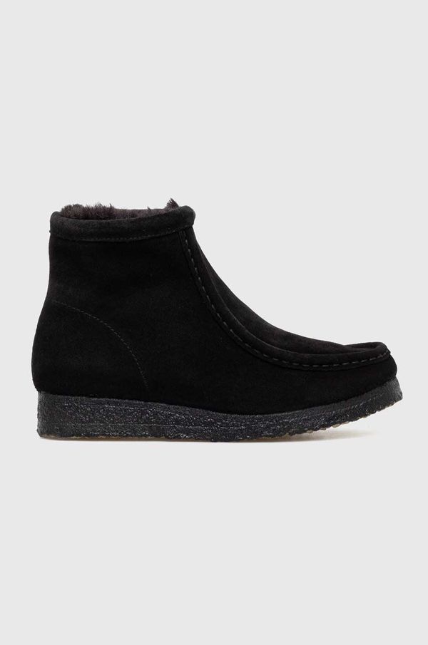 Clarks Originals Gležnječe od brušene kože Clarks Wallabee Hi za žene, boja: crna, ravni potplat, s toplom podstavom, 26169534