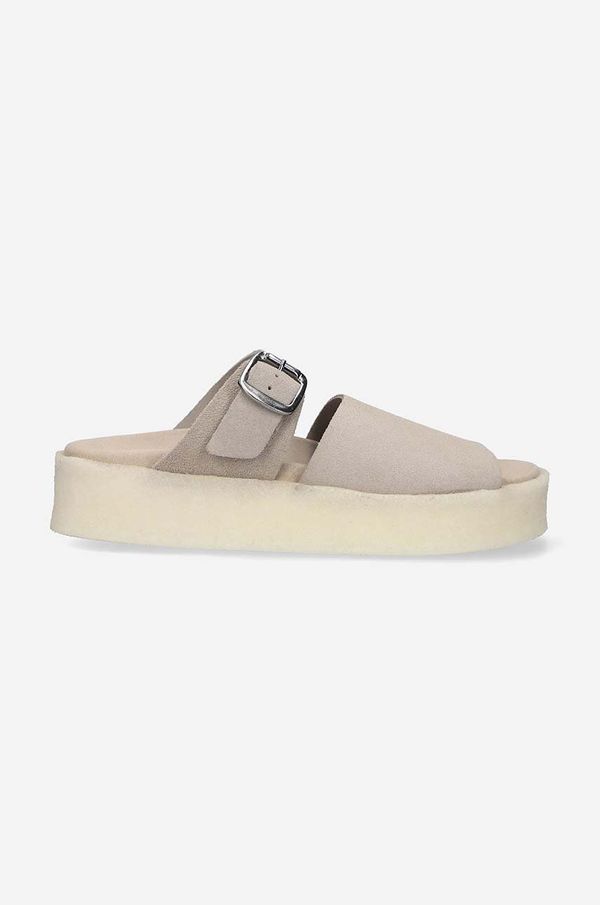 Clarks Originals Natikače od brušene kože Clarks Originals Crepe Slide za žene, boja: bež, s platformom, 26172568