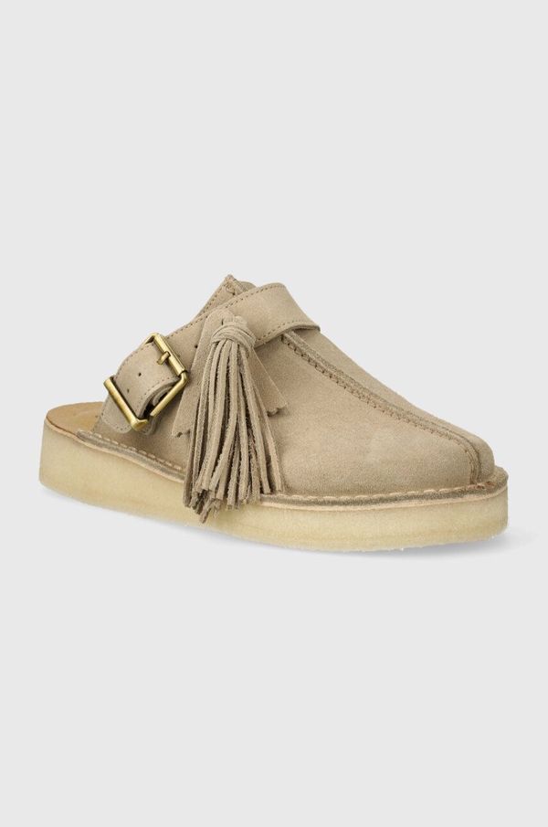 Clarks Originals Natikače od brušene kože Clarks Originals Trek Mule za žene, boja: bež, 26176569