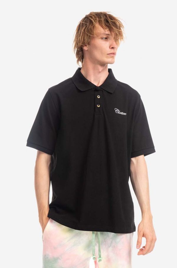 CLOTTEE Pamučna polo majica CLOTTEE Frog Button Polo boja: crna, glatki model, CTPS1003.BLACK-BLACK