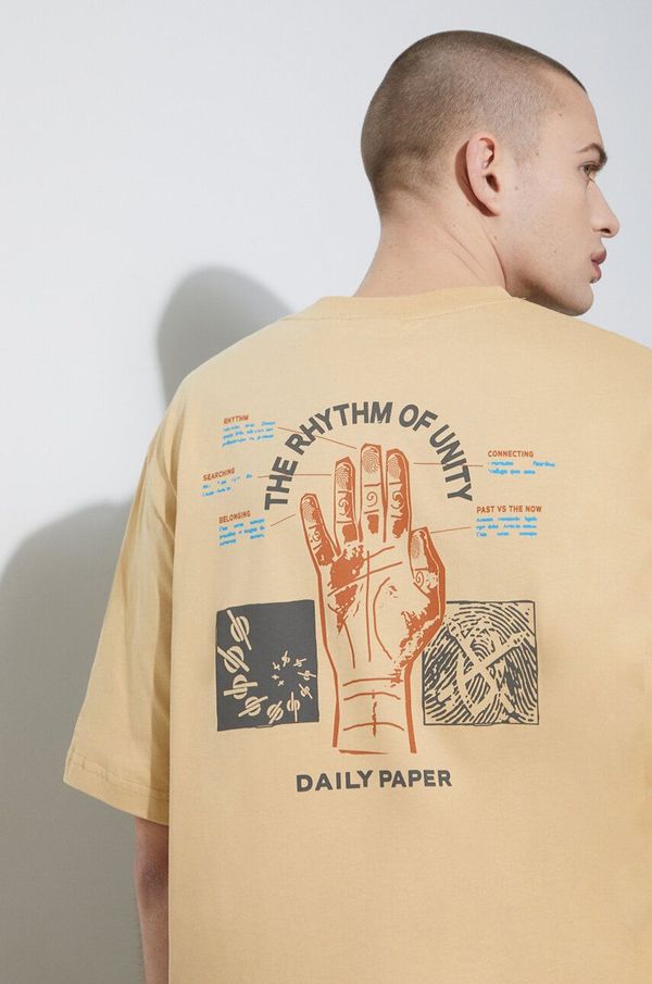 Daily Paper Pamučna majica Daily Paper Identity SS za muškarce, boja: bež, s tiskom, 2411064