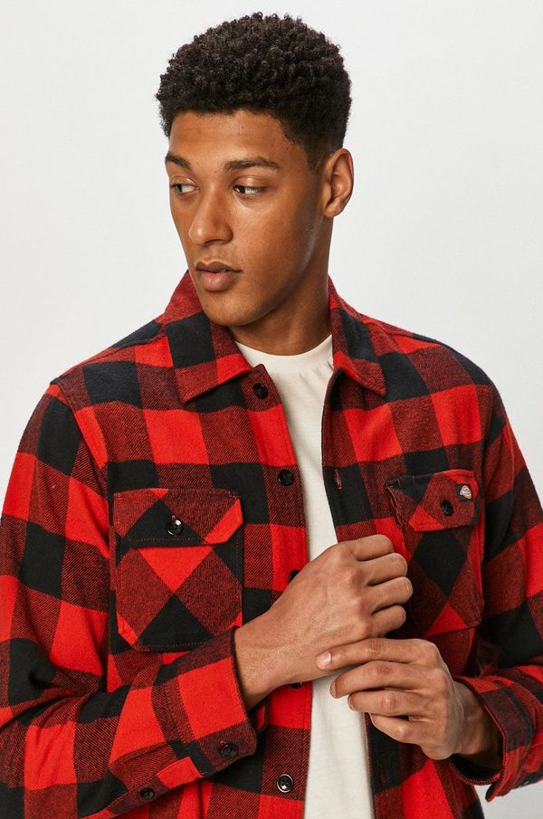 Dickies Košulja Dickies za muškarce, boja: crvena, DK0A4XDZRDX-RED