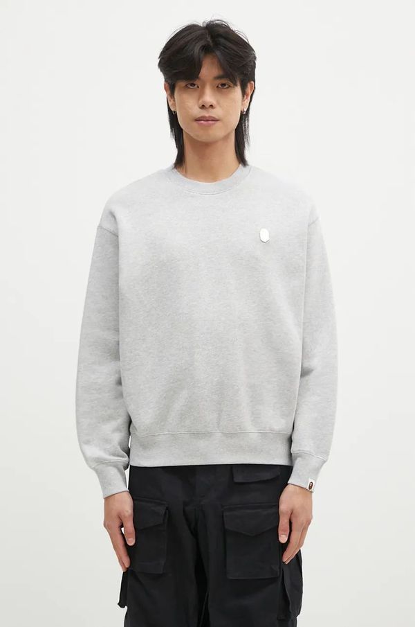 A Bathing Ape Dukserica A Bathing Ape ONE POINT RELAXED FIT CREWNECK SWEATSHIRT za muškarce, boja: siva, melanž, 1K80113308
