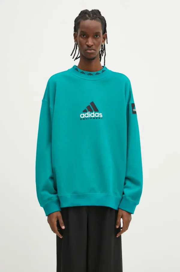 adidas Originals Dukserica adidas Originals Equipment Reflective Crew Neck za muškarce, boja: zelena, s aplikacijom, JN7146