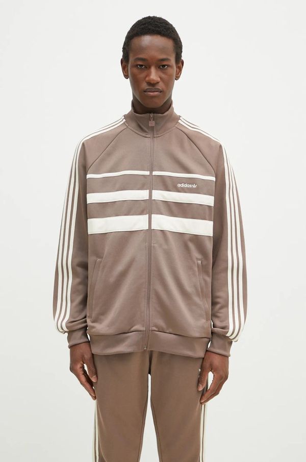 adidas Originals Dukserica adidas Originals First Tracktop za muškarce, boja: smeđa, s uzorkom, JP1043